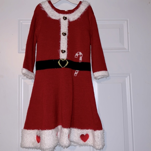 Girls Santa Sweater Dress size 9/10 - Picture 2 of 5